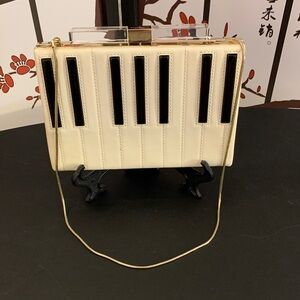 Kate Spade Cream and Black Clutch with Gold Chain